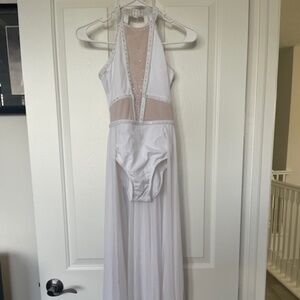 Weissman Girls Dance Dress Up Costume White with pink & sequins